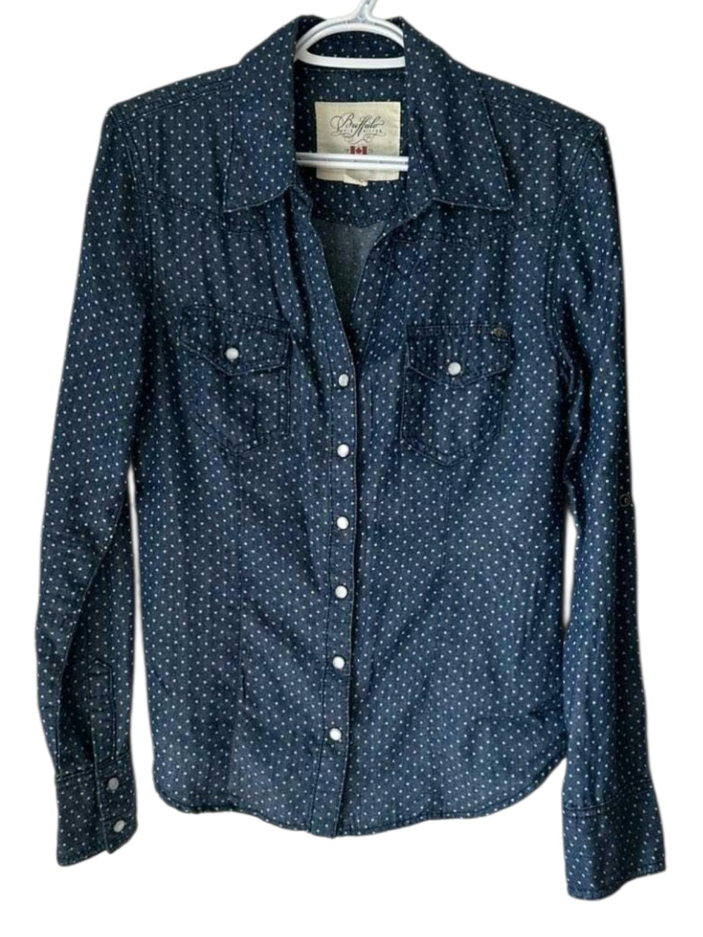 Buffalo David Bitton Navy Polka Dot Button-Down Shirt